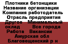 Плотники-бетонщики › Название организации ­ Компания-работодатель › Отрасль предприятия ­ Другое › Минимальный оклад ­ 1 - Все города Работа » Вакансии   . Амурская обл.,Благовещенский р-н